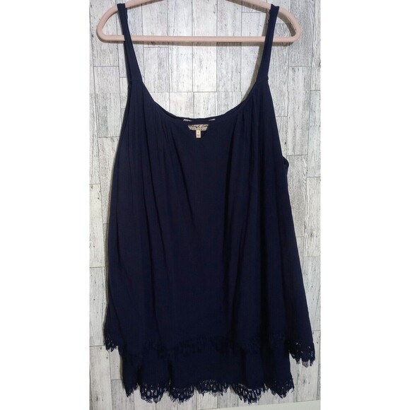 Sheryl Crow‎ Tank Lace Trim Tiered Lined Blue Size 3X - Picture 1 of 5